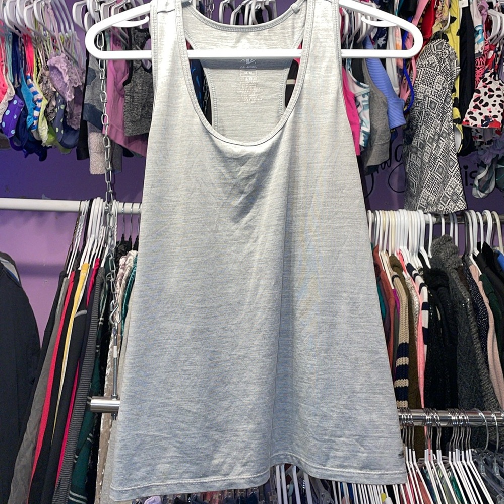 Like New athletic works dri more silver racer back running style shirt sz Medium
